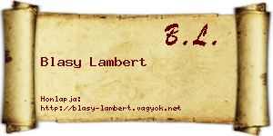 Blasy Lambert névjegykártya